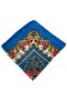 Square Cut Ethnic Patterned Satin Blue Scarf - 90X90 - 5