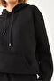 Women's Black Kangaroo Pocket Hooded Top and Bottom Set Mbhs014 60601014 - 2