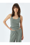 Textured U Collar Comfortable Fit - Thick Strap Tank Top