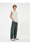 Crew Neck Textured Cotton Blend Sleeveless T-Shirt - 2