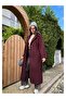 Burgundy Wool Blended Casual Cashmere Coat - 5