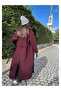 Burgundy Wool Blended Casual Cashmere Coat - 3