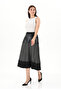 Women's Faux Leather Detailed Flared 3D Look Midi Skirt