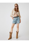 Mini Denim Shorts Regular Waist Buttoned Comfortable Fit with Pockets
