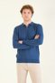 Men's Half Zip Polo Collar Sweater Petrol Blue - 4