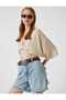 Mini Denim Shorts Regular Waist Buttoned Comfortable Fit with Pockets - 2