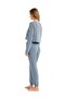 Women's Long Sleeve Blue Viscous Pajamas Suit C8T7N4O06 - 3
