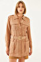 Women's Light Brown Casual Cargo Jacket Mbms020 60501020 - 3