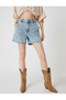 Mini Denim Shorts Regular Waist Buttoned Comfortable Fit with Pockets - 3