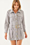 Women's Light Gray Casual Cargo Jacket Mbms020 60501020 - 4