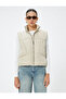 Stand Collar Puffer Vest with Zippered Pockets - 3