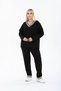 Women's Large Size Collar Striped Pocket Two-Yarn Fabric High Waist Set - 4
