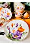Floral 6-Person Porcelain Coffee Cup (Orange) - 5
