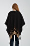 Ethnic Patterned Poncho, Fisherman Stitch Button Detailed Poncho, Outerwear Poncho, Knitwear Stylish Poncho - 8