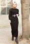 Crew Neck Knitwear Dress Black - 2
