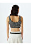 Ruffled Gingham Crop Bustier with Thick Straps and Bow Detail - 4