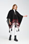 Ethnic Patterned Poncho, Fisherman Stitch Button Detailed Poncho, Outerwear Poncho, Knitwear Stylish Poncho