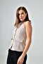 Back Low-cut Vest with Jewelled Collar and Pocket Detail - 2