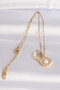 Gold Color Zircon Stone and Pearl Oyster Necklace (316L Steel) - 3