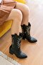 Pietra Black Lightning Leather Embroidered Daily Use Cowboy Boots - 5