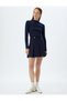 Long Sleeve Textured Slim Fit Stand Collar Knitwear Sweater - 2