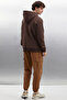 Jorge Men's Soft Hooded Organic Cotton Kangaroo Pocket Regular Bitter Brown Sweatshirt - 5
