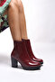 Greslyrra Women's High Heeled Boots 0012515 Burgundy Patent Leather - 6