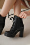 Leather Women's Black High-Heeled Boots 0012sp01 - 3