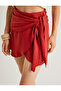 X Melis Ağazat - Double-Breasted Mini Skirt with Side Tie Textured, Textured , Slim Fit - 5