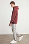Jorge Men's Soft Hooded Organic Cotton Kangaroo Pocket Regular Brick Color Sweatshirt - 6