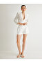 X Melis Ağazat - Linen Blend Mini Shorts with Lining and High Waist