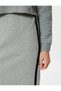 Standard Waist Midi Length Knitwear Pencil Skirt with Stripe Detail on the Sides - 5