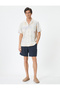 Summer Shirt Patterned Turn-Down Collar Pocket Detailed Linen Blend - 2