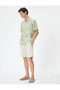 Patterned Shirt Floral Turn-Down Collar Pocket Detailed Linen Blend
