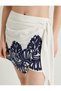 X Selected by Melis Ağazat - Linen Blend Short Skirt with Floral Double-Breasted Tie - 5