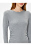 Midi Length Pencil Dress Ribbed Long Sleeve Crew Neck Slim Fit - 5
