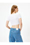Crop T-Shirt Balloon Form Skinny Short Sleeve Round Neck Cotton - 4