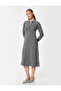 Long Sleeve Button Detail Polo Neck Long Knitwear Dress - 2