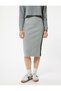 Standard Waist Midi Length Knitwear Pencil Skirt with Stripe Detail on the Sides - 3