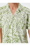 Patterned Shirt Floral Turn-Down Collar Pocket Detailed Linen Blend - 5