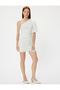 X Tuba Ünsal - One-Shoulder Balloon Sleeve Mini Flounce Dress with Lining - 2