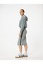 Standard Waist Midi Length Knitwear Pencil Skirt with Stripe Detail on the Sides - 2