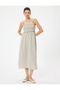 Thin Strap Midi Length Ruffle Dress with Gimped Bead Detail - 2