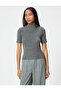 High Collar Short Sleeve Knitwear Sweater - 3