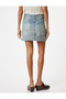 Standard Waist Buttoned Mini Denim Skirt - Fold Detailed - 4