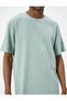 Basic T-Shirt Textured Label Printed Crew Neck Short Sleeve - 5