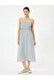 Thin Strap Midi Length Ruffle Dress with Gimped Bead Detail - 3