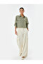 Cropped Linen Blend Long-Sleeve Pocketed Button-Up Shirt