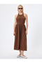 Halter Neck Long Flared Dress with Low Back Cutout - 3