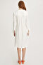 Cassey Comfortable Shirt Collar Midi Length Ecru Color Dress - 5